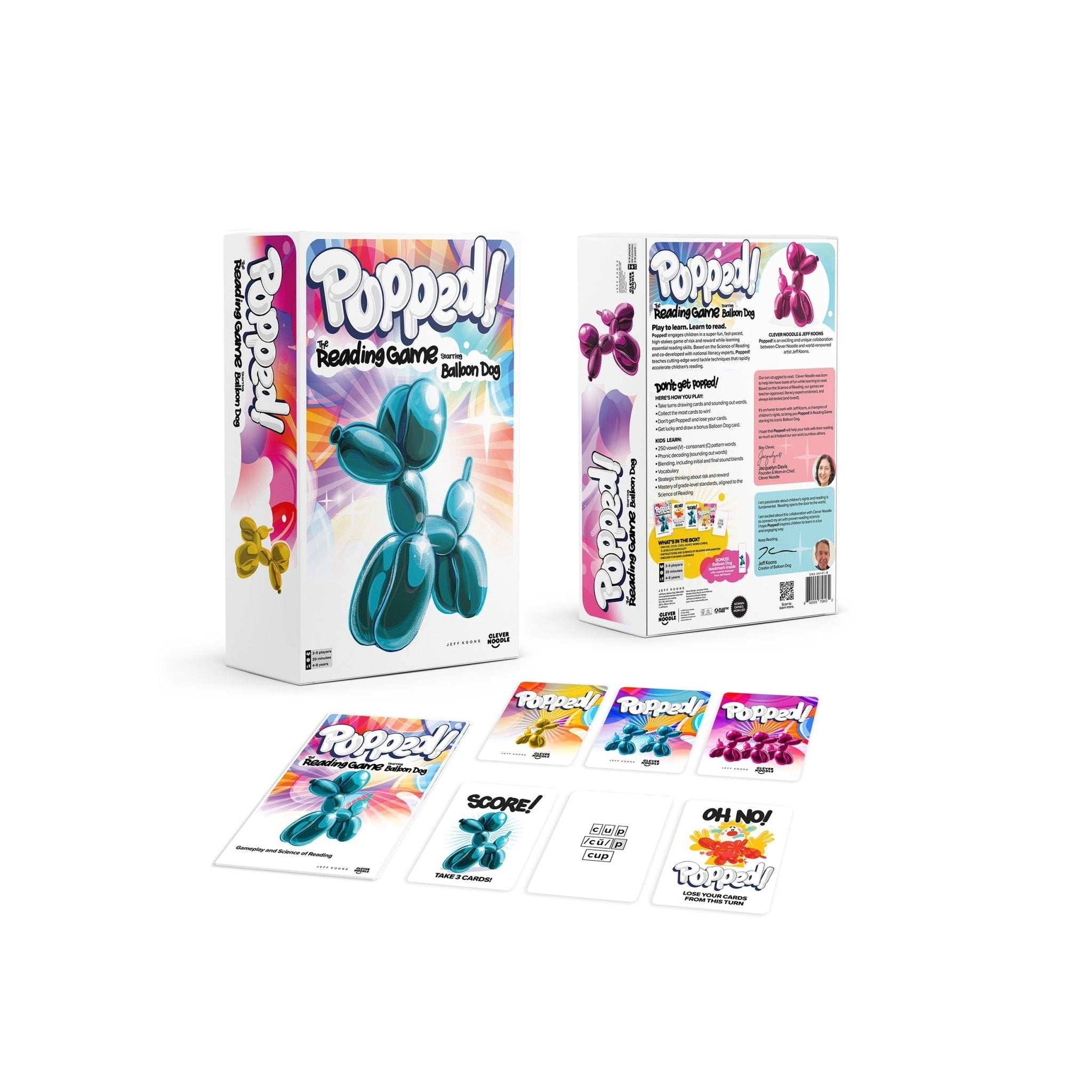 Popped! 250 CVC Word Card Game with Balloon Dog