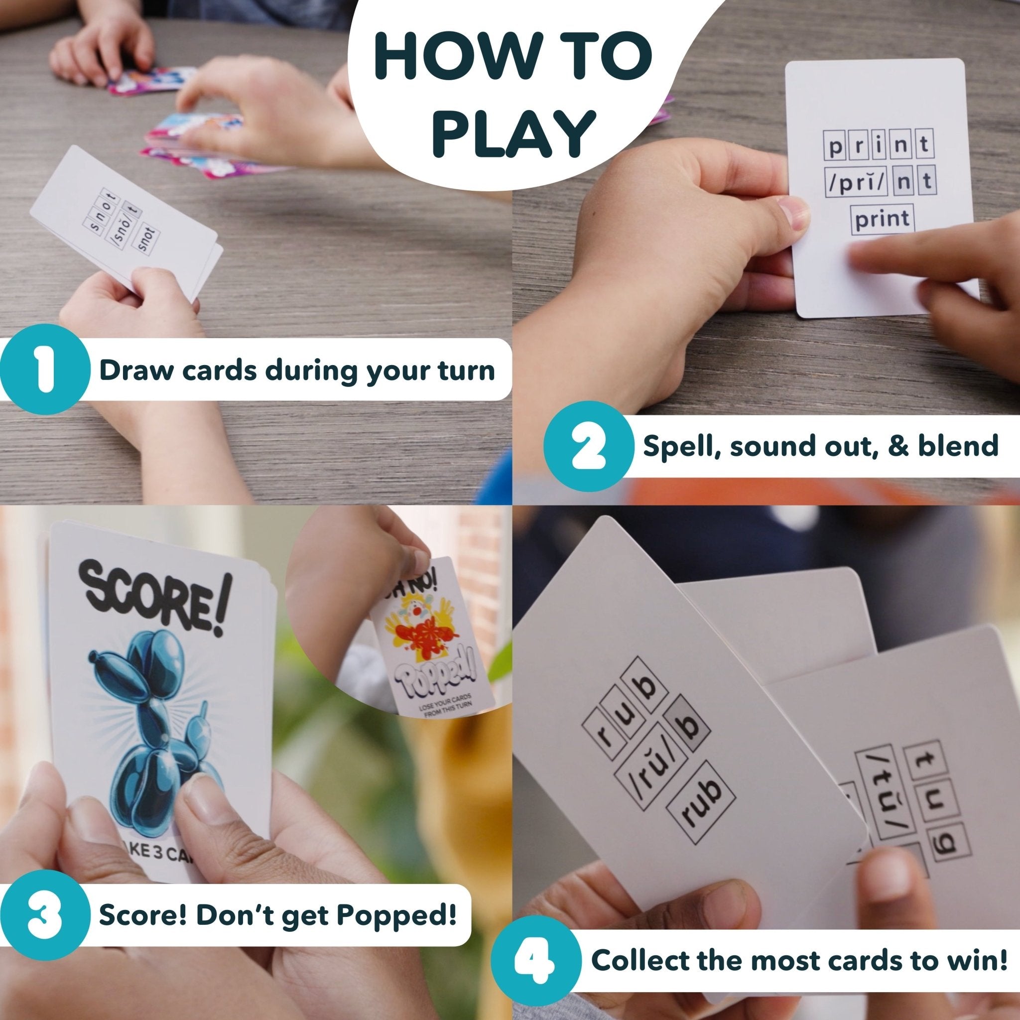 Popped! 250 CVC Word Card Game with Balloon Dog